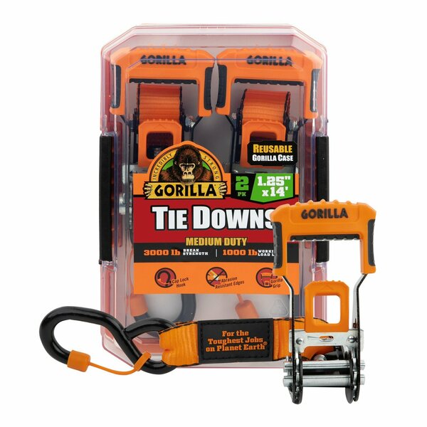 Gorilla Tie Down 1.25in x 14ft 3000 lb Ratchet Strap / Gorilla, 2PK 93002